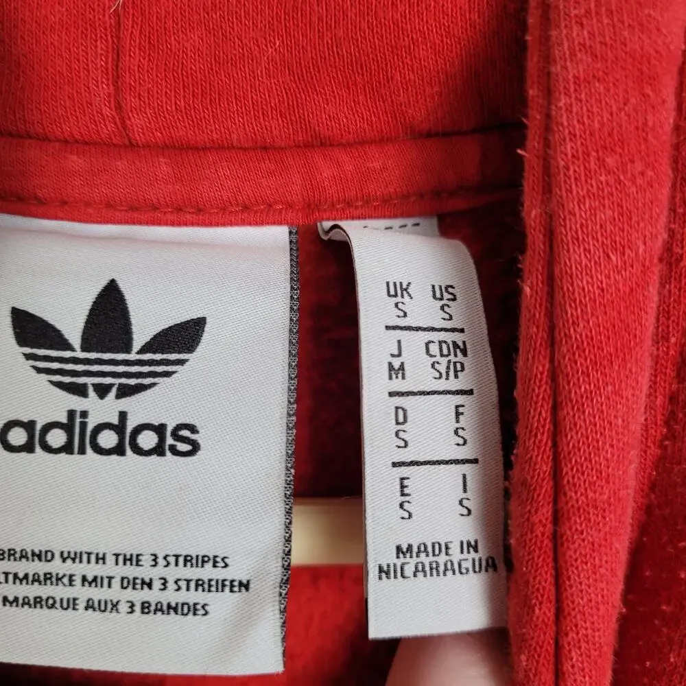 Vintage Adidas red splatter logo hoodie Size Small Retro Streetwear Casual